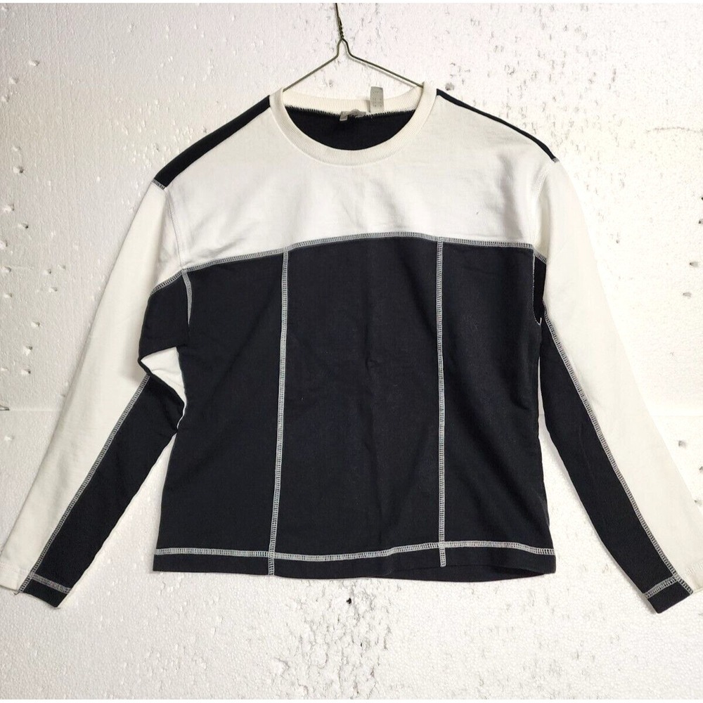 Asos Shirt Women Size 4 Black White Long Sleeve Pull Over Sweater